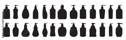 hand wash sanitizer bottle silhouette vector illustration 