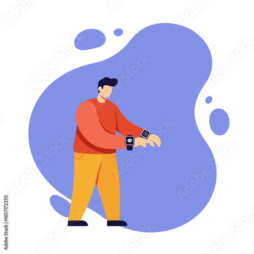 Man uses smartwatches, symbolizing modern technology for health tracking and digital finance. Ideal for tech, wellness, or financial concepts.