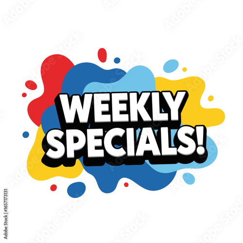 Weekly Specials! Colorful abstract graphic design for sales and promotions. Modern vector illustration for advertising banners and flyers.