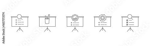 ADDIE training framework icon set with analysis, design, development, implementation, evaluation icon vector illustration