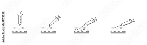 Injection Administration vector icon set with Intravenous (IV), Intramuscular (IM), Subcutaneous (SC), and Intradermal (ID) injection icon concept illustration