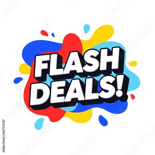 Flash Deals! Colorful abstract splash banner for promotion and sale. Vector illustration for online shopping and retail.