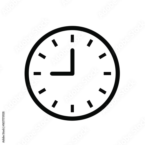 Minimalist clock face icon symbolizing time management and punctuality for business productivity and modern lifestyle planning