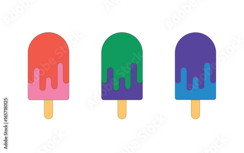 Illustration ice cream stick melt drip