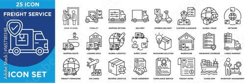 freight service icon set.vector line style