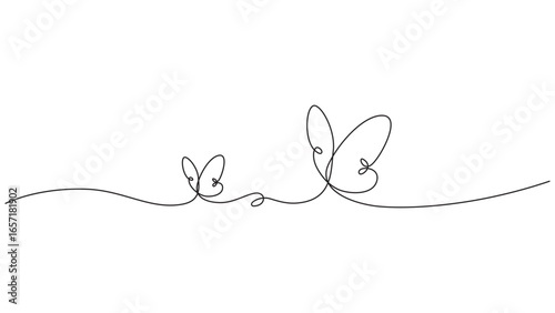 Continuous line drawing of two butterflies symbolizing connection and growth