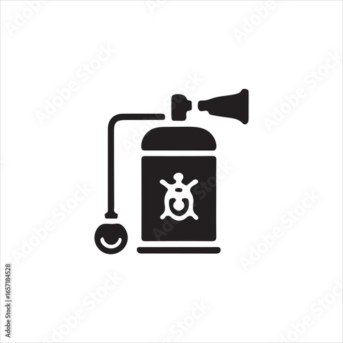 Black silhouette of a spray can with insect icon on white background aerosol insecticide