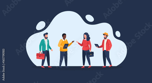 Diverse team collaborating in a modern business meeting, discussing ideas and strategies. Ideal for concepts of teamwork, innovation, and professional communication.