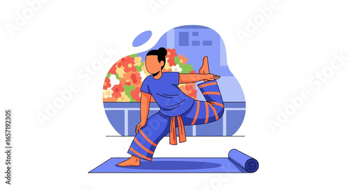 Person practicing a balanced yoga pose outdoors, symbolizing flexibility, mindfulness, and a healthy lifestyle. Ideal for wellness concepts.