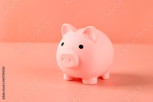 A Pink Piggy Bank on Pink Background