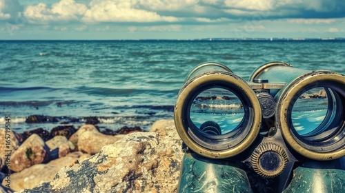 binoculars on the beach