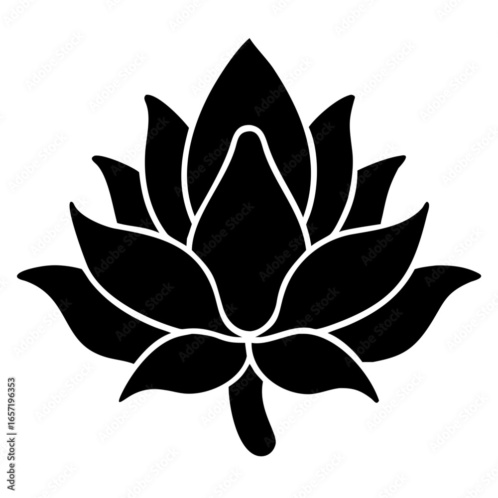 Elegant Bud Mandala – Black Silhouette Elegant Bud Mandala – Black Silhouette