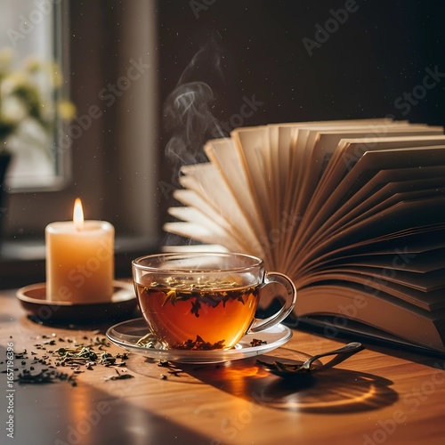 Cozy Evening Ritual: Tea, Candle, and Book