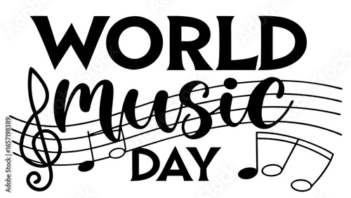 Celebrate world music day with musical notes and clef for international music day events and celebrations