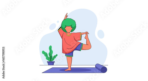 A vibrant illustration of a person performing a graceful yoga pose, representing health, balance, and mindful living.