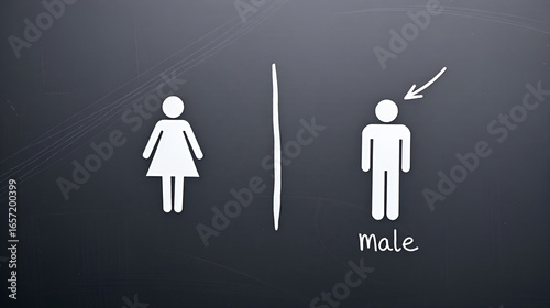Gender Symbols on Blackboard. Female and Male Comparison Diagram