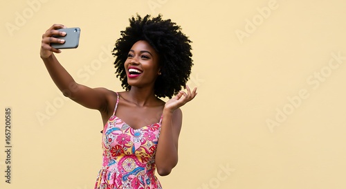 Young Black woman taking selfie outdoors