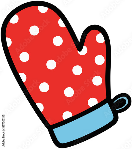 Red Oven Mitt Glove Vector Icon