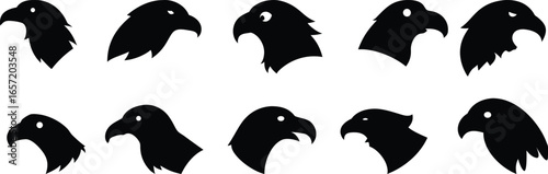 black and white silhouettes of eagle