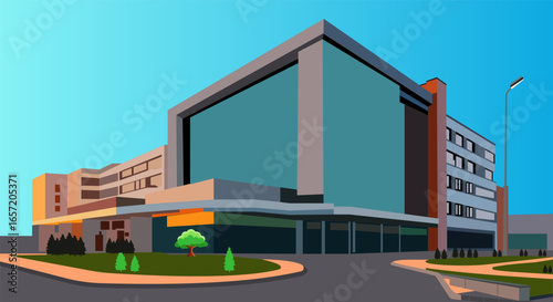 Green hospital building. Modern hospital. Sustainable hospital. Eco friendly healthcare. Medical building. Hospital building. Sustainable healthcare. Clinic. Medical center. Hospice. Sanatorium. 