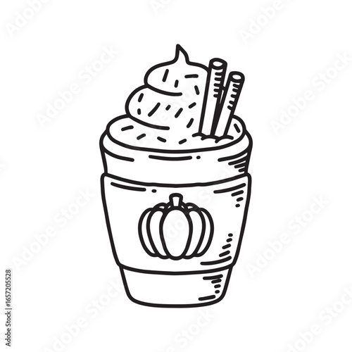 pumpkin spice latte hand drawn cartoon illustration