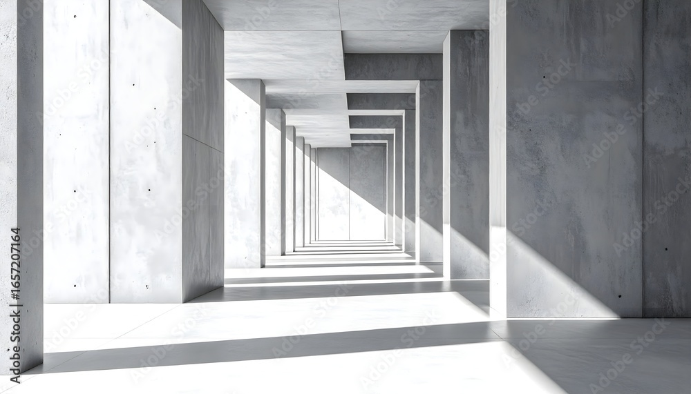 Fototapeta premium Minimalist modern concrete interior structure with geometric