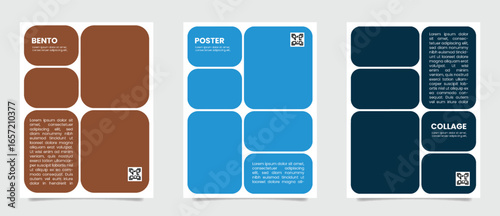 Simple template with rounded bento system Collage for your message or photo. Layout for flyer, poster or cover