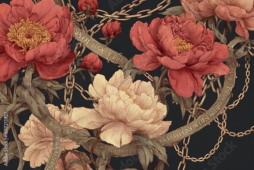 Elegant Art Nouveau Evolution: Broken Chains Transform into Butterflies