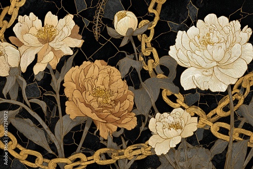 Art Nouveau Illustration of Shattered Chains: Enhanced Symbolic Art