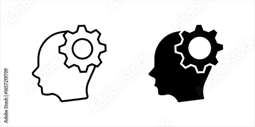 gear in head icon. Productivity vector illustration.. vector illustration, pictogram isolated on white background. color editable	
