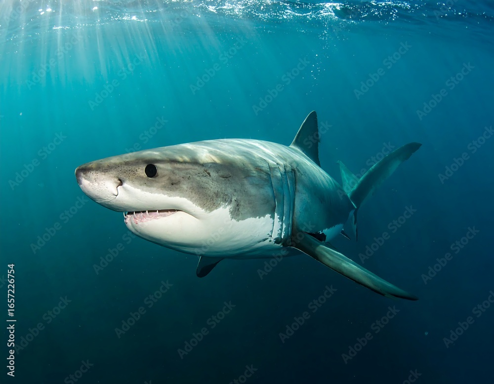 Fototapeta premium Great white shark underwater (1)
