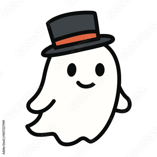 A cartoon icon of a ghost wearing a classic top hat, giving it a sophisticated or gentlemanly appearance.