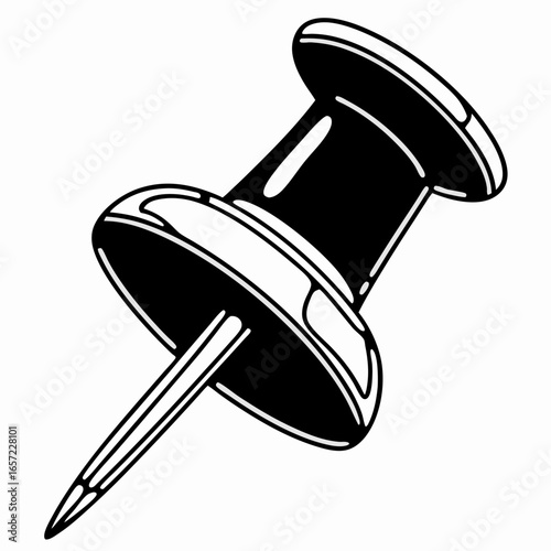 Push Pin Thumbtack Minimal Vector Line Art