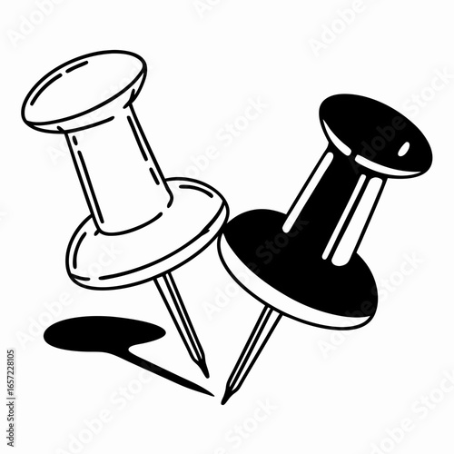 Push Pin Thumbtack Minimal Vector Line Art