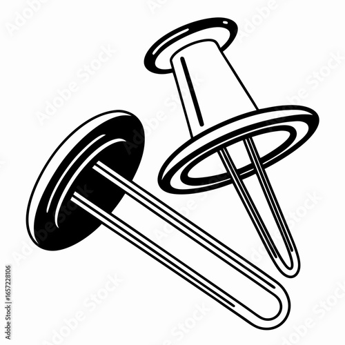 Push Pin Thumbtack Minimal Vector Line Art