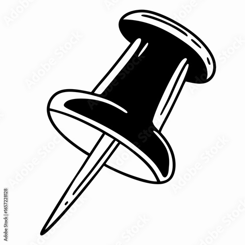 Push Pin Thumbtack Minimal Vector Line Art