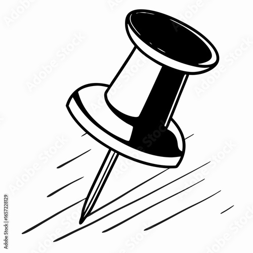 Push Pin Thumbtack Minimal Vector Line Art
