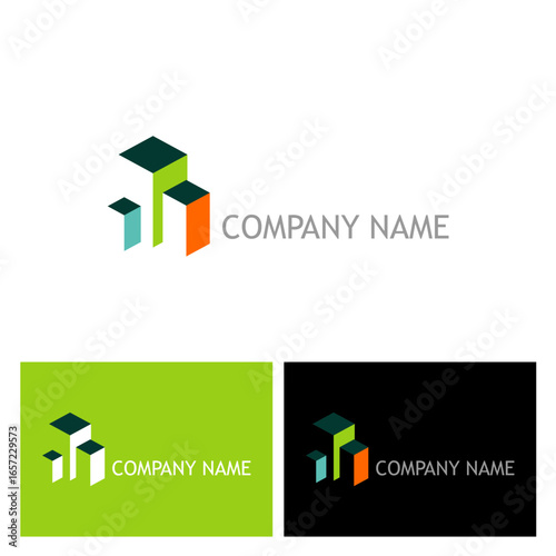 Sophisticated Logo Design Featuring Geometric Cuboid Elements in Diverse Color Schemes, Suitable for Modern Corporate Branding and Visual Identity Initiatives showcasing Ingenuity