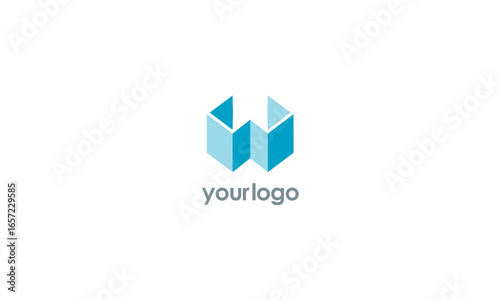 Modern and Minimalist Geometric Logo Featuring a Stylishly Rendered Letter W, Perfect for Tech, Design, or Creative Industries with Clean Design on a Pure White Background