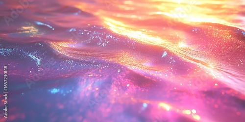 Abstract Pink Blue Glittering Water Surface with Sparkling Light Effects