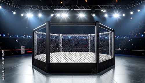 Empty MMA Octagon Arena.