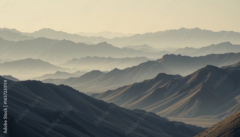 Fototapeta premium A serene landscape of layered mountains