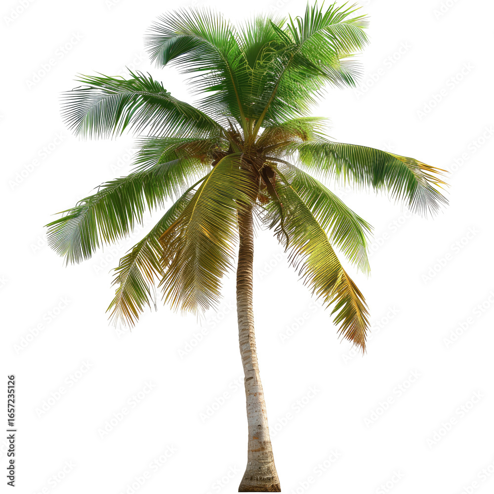 Fototapeta premium Tropical palm tree against black background (1)