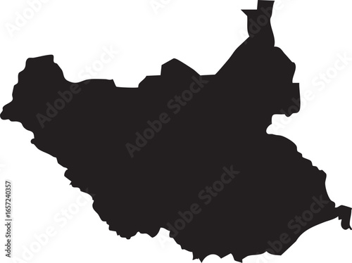South Sudan Vector Map Silhouette High Detailed 