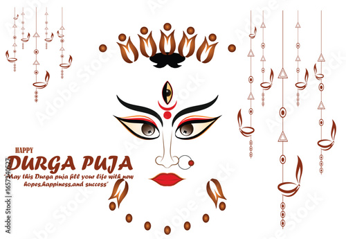 Durga puja greeting card poster banner