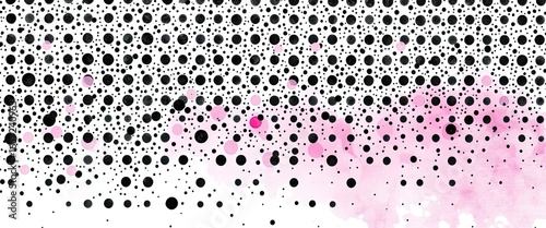 Dynamic modern abstract pattern with black and pink polka dots creating a vibrant, playful, and stylish backdrop