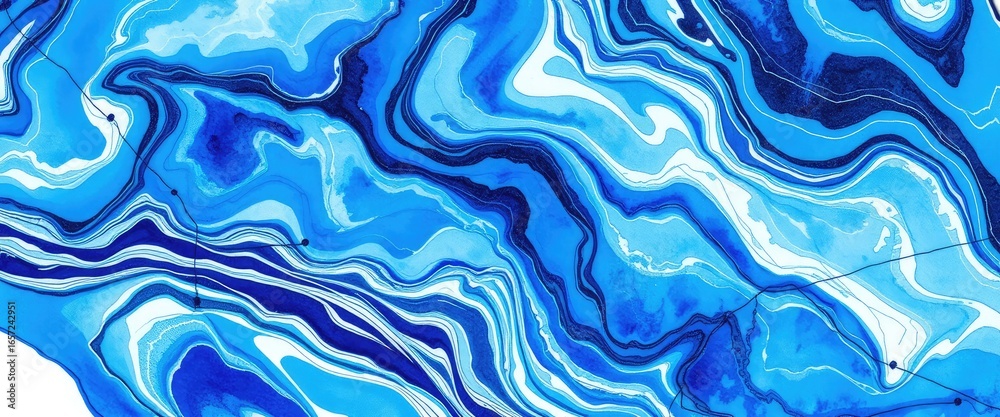 Fototapeta premium Captivating ocean waves abstract art with flowing blue patterns and white accents