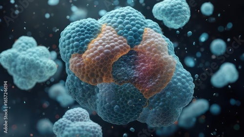 Cellular structure, vibrant, microscopic