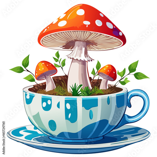 Amanita Mushrooms in a Teacup