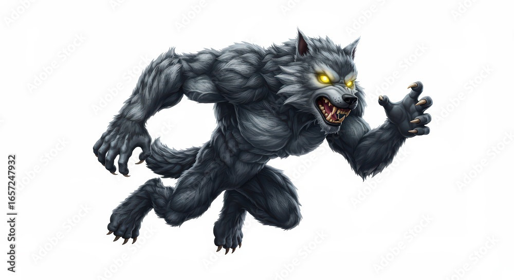 Fototapeta premium Powerful werewolf running illustration